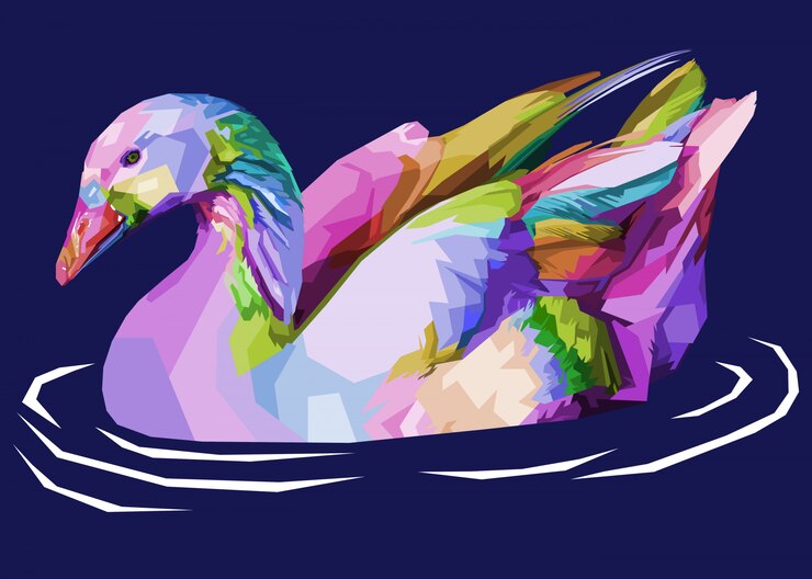 Vector colorful goose on pop art style