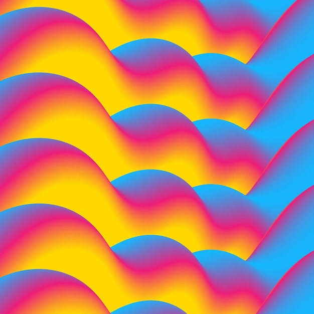 Colorful gradient 3d liquid dynamic waves abstract background vibrant flowing curves vector design