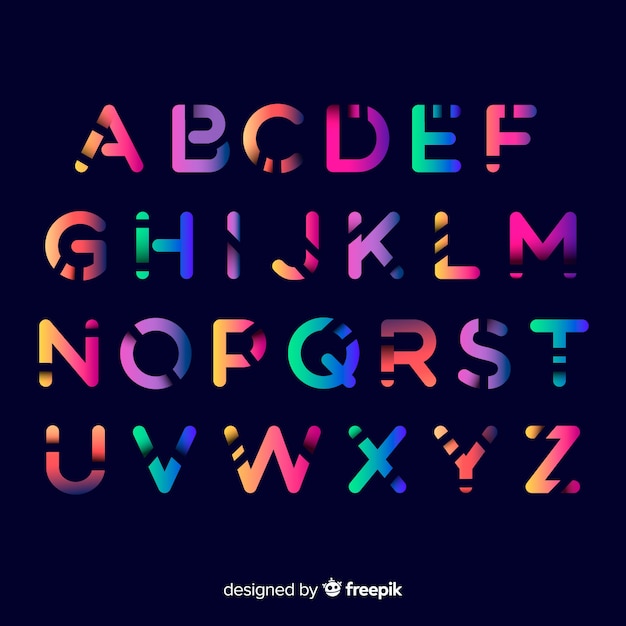 Vector colorful gradient alphabet template