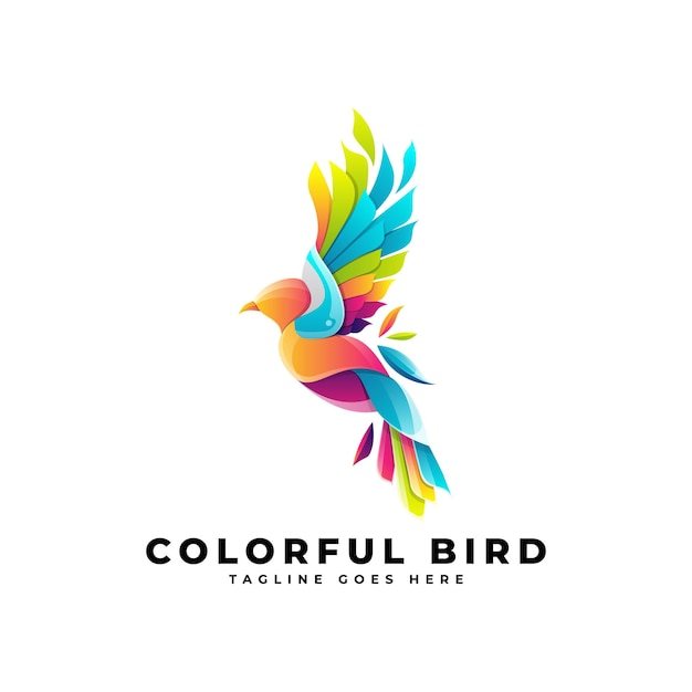 Modello vettoriale di logo colorato uccello sfumato