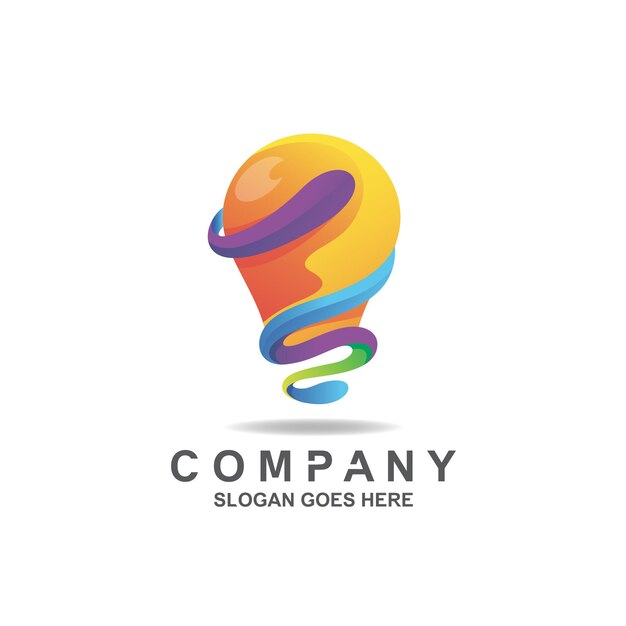 Colorful gradient bulb lamp logo