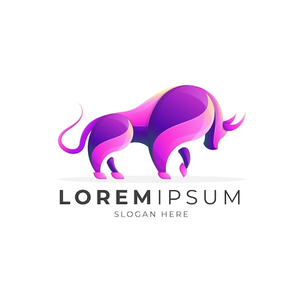 Colorful gradient bull logo template