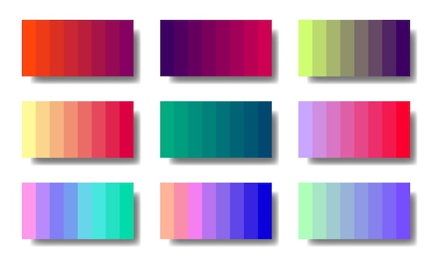 Vector colorful gradient colour palette set design flat gradient colour swatches