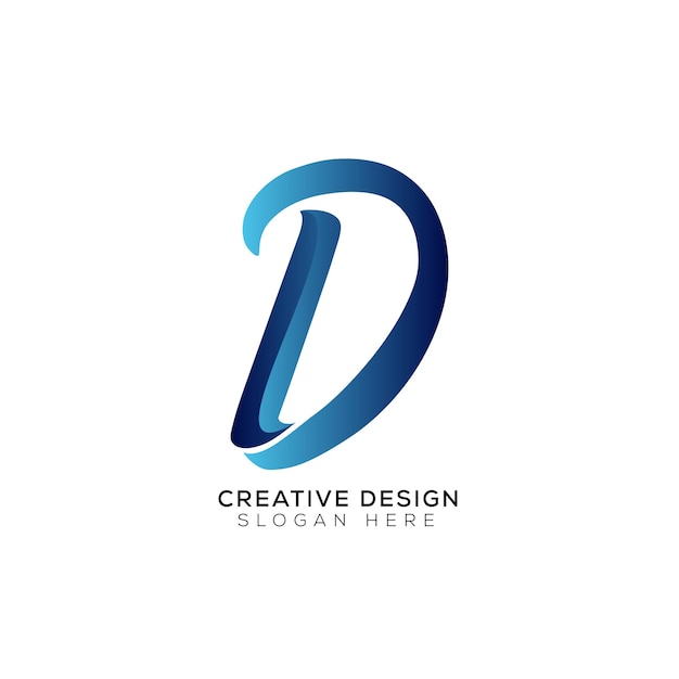 Colorful Gradient D logo template set