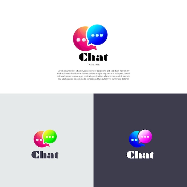 Colorful Gradient Double Bubble Chat Logo Design Template