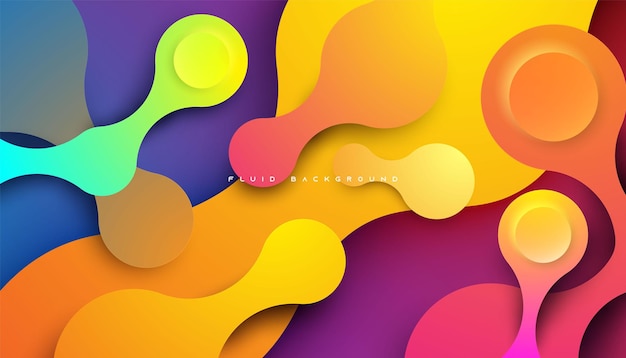 Colorful gradient dynamic rounded fluid background papercut style