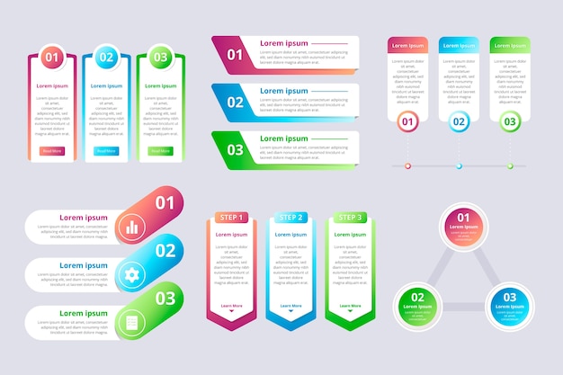 화려한 그라데이션 infographic 요소