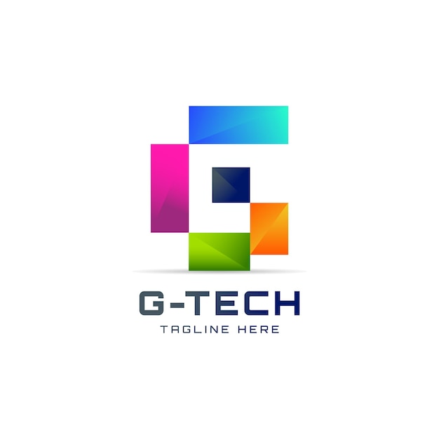 Colorful gradient letter g logo with technology style