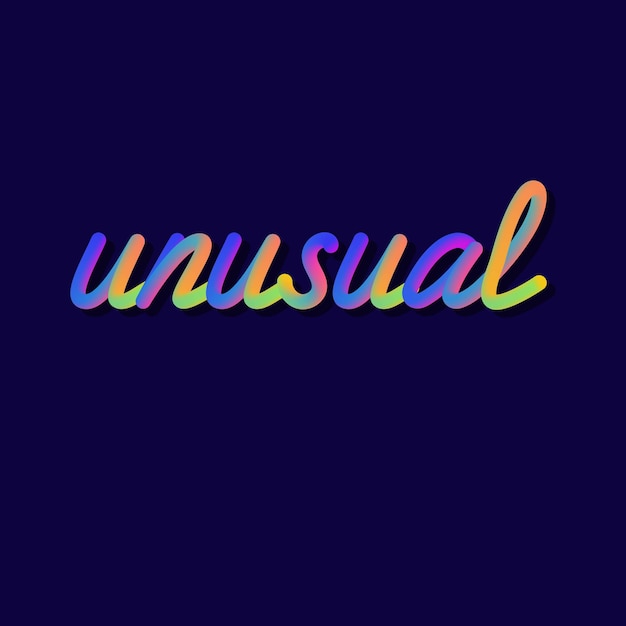 Colorful gradient lettering on dark background unusual calligraphic design bright gradient shape futuristic style