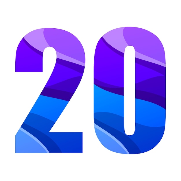 Vector colorful gradient number 20 logo design