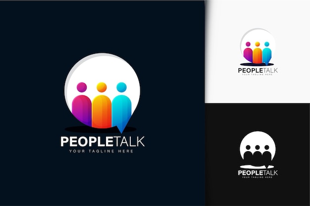 Vector colorful gradient people talk logo design