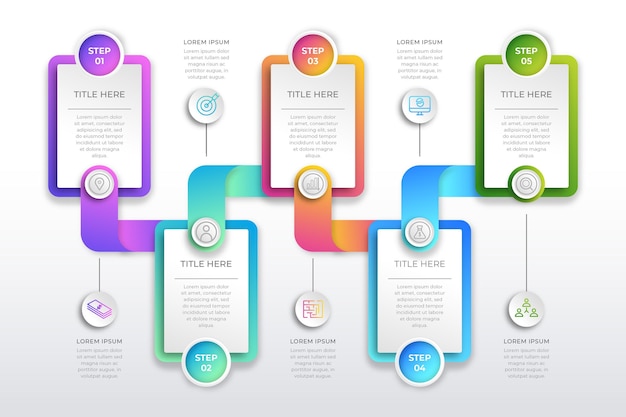 Infografica processo gradiente colorato