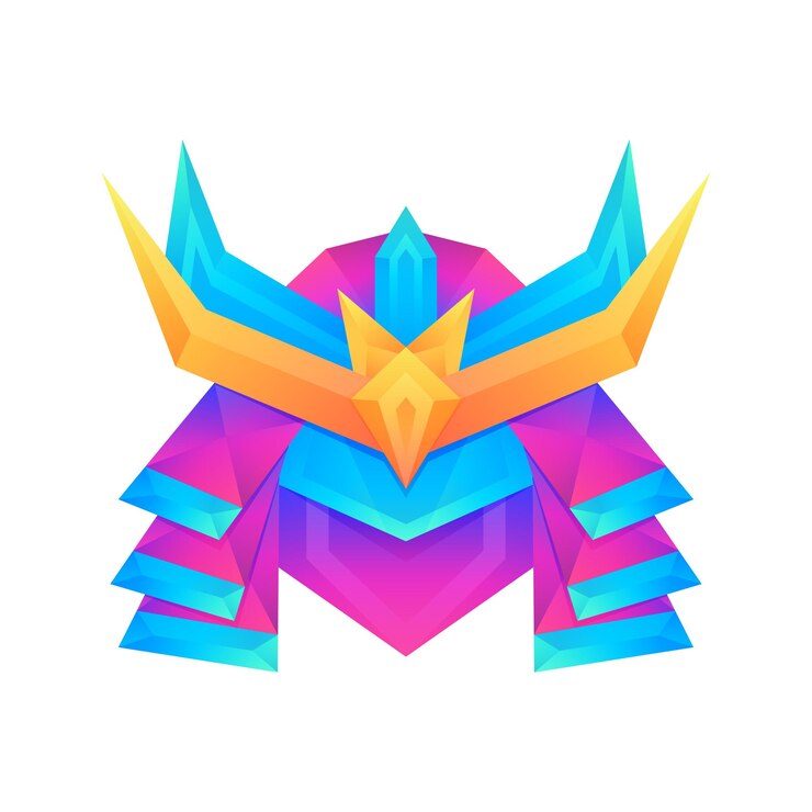 Vector colorful gradient samurai illustration