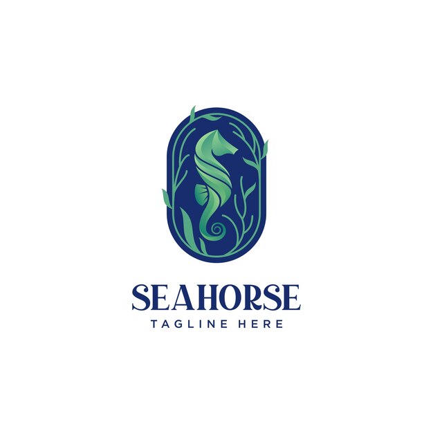 Vector colorful gradient seahorse logo design template