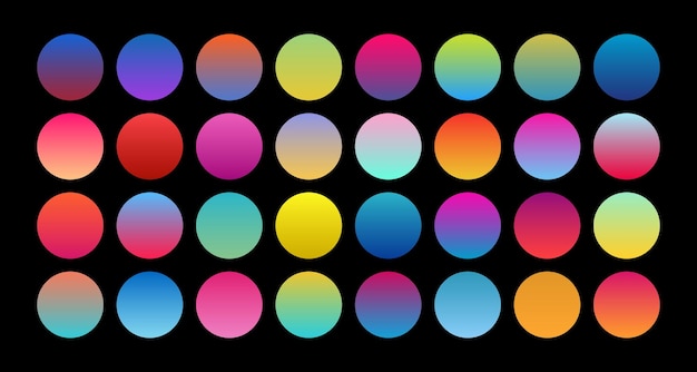 Vector colorful gradient set in black background