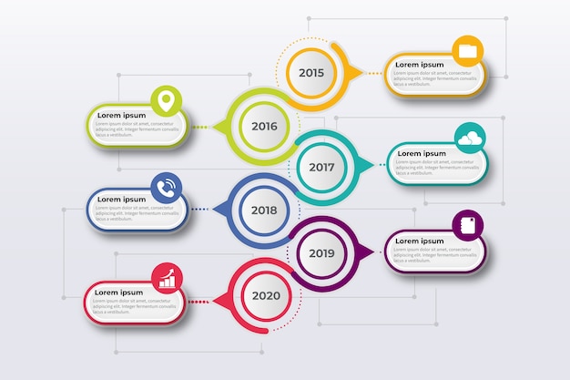 Colorful gradient timeline infographic