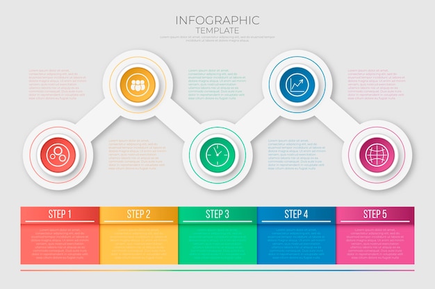 Colorful gradient timeline infographic