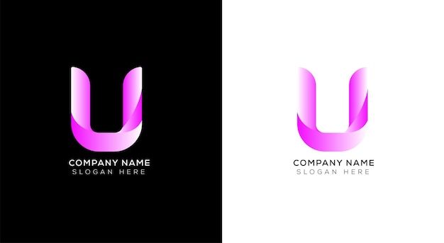 Colorful gradient u logo template set