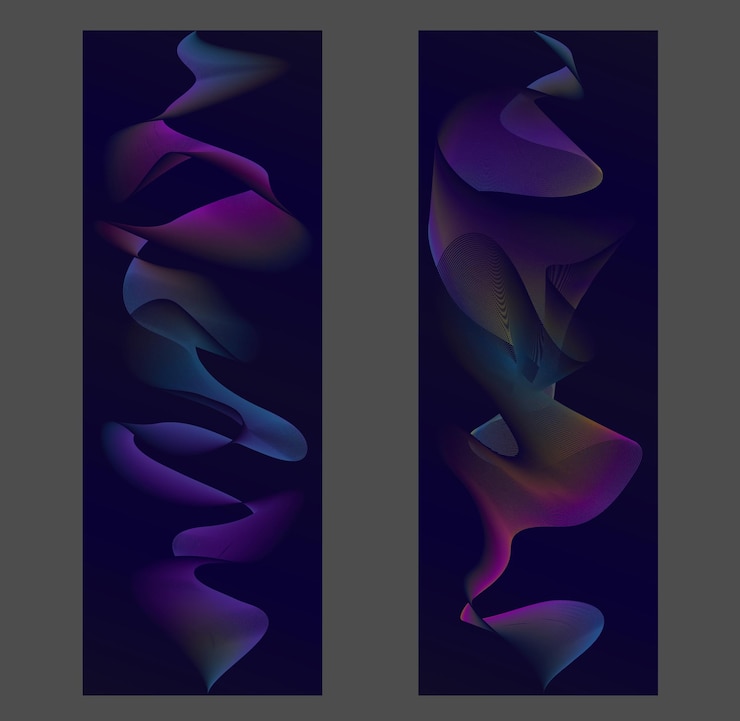 Vector colorful gradient waves a set of templates for creative design layout of the cover banner brochure poster advertising corporate design and interior paintings