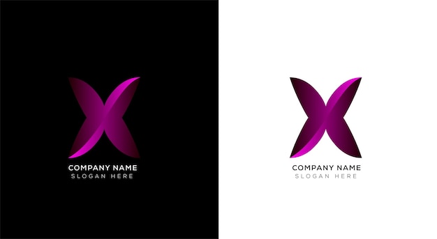 Colorful gradient x logo template set