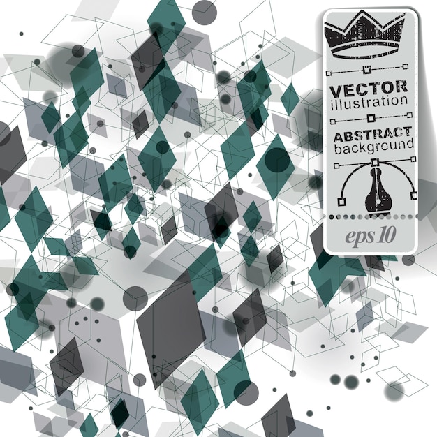 스 요소와 큐브를 가진 다채로운 그래픽 웹 배경, 메쉬 터 추상화, 기하학적 투명한 그림으로 만든 복잡한 커버, eps10 기술 일러스트레이션