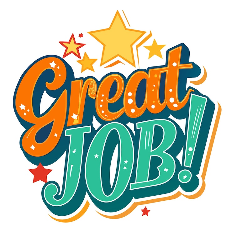 Vector colorful great job sticker creative and motivational vector illustration for rewards and achievement