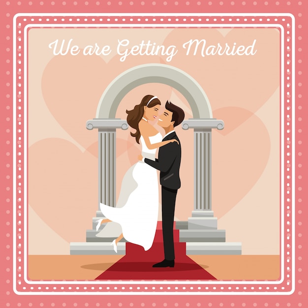 Colorful gretting card we are getting married