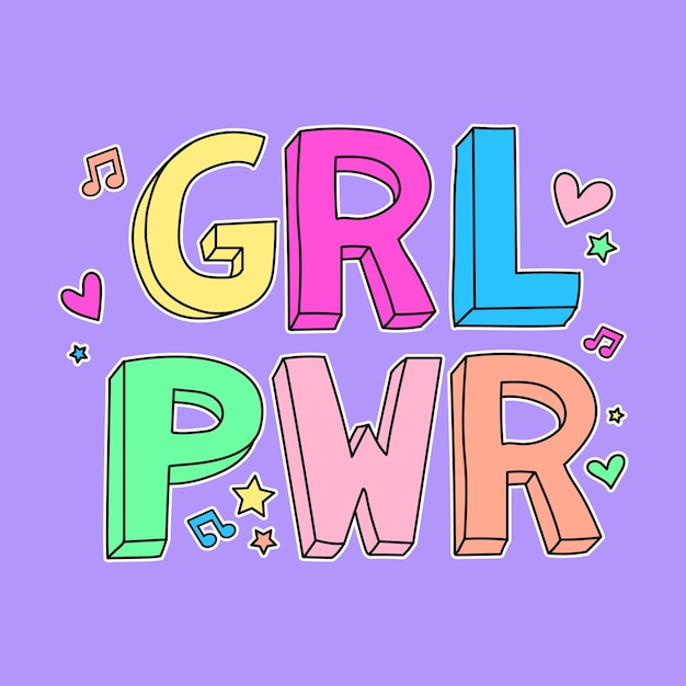 벡터 컬러 grl pwr 텍스트