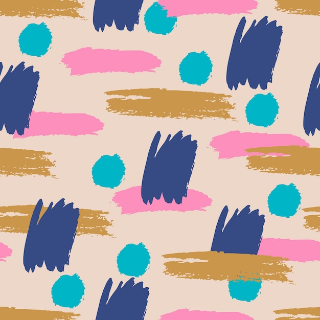 벡터 원, 선, 줄무늬, 추상 손으로 그린 브러쉬 선이 있는 다채로운 그루지 매끄러운 패턴