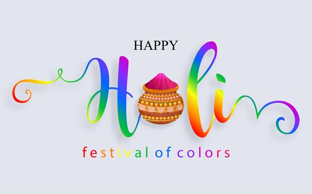 Festa indiana colorata in polvere gulaal per carta happy holi con fantasia oro e cristalli su carta colorata