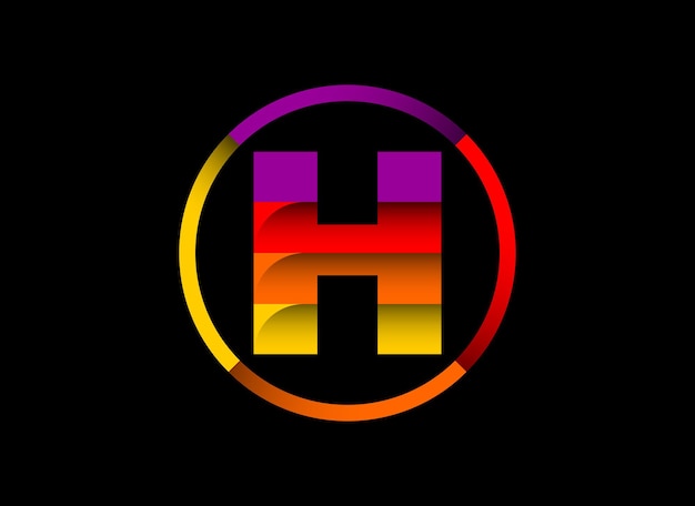 Красочный алфавит письмо монограмма H в круге современный векторный дизайн логотипа для бизнеса и компании