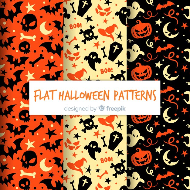 Colorful halloween pattern collection with flat design