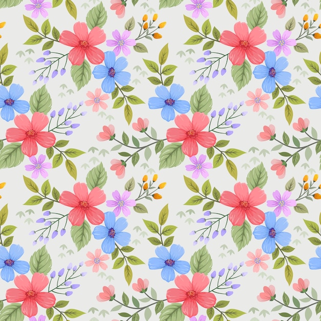 Colorful hand draw flowers seamless pattern Can be used for fabric textile wallpaper