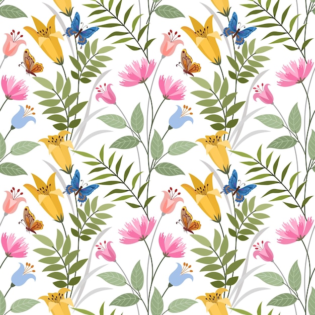 Colorata mano disegnare fiori seamless pattern per carta da parati in tessuto tessile.