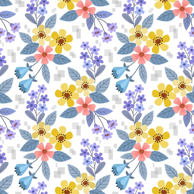 Colorful hand draw flowers seamless pattern for fabric textile wallpaper.