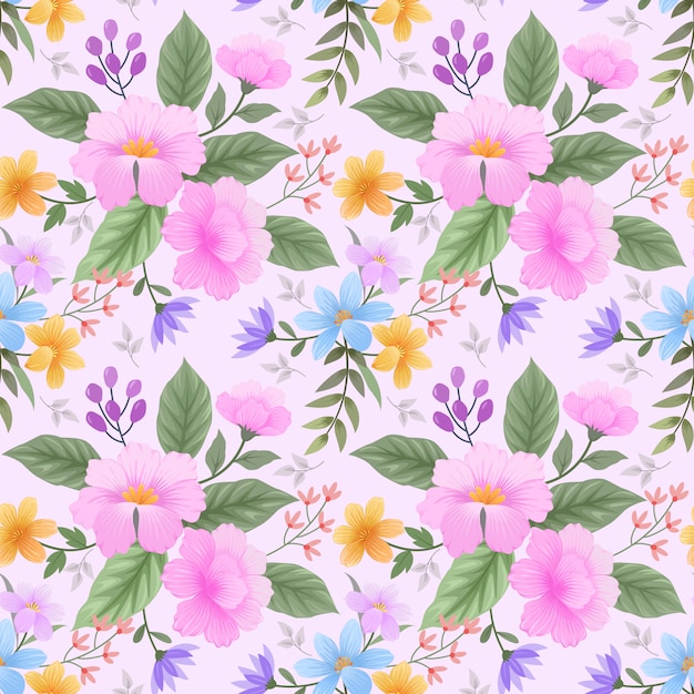 Colorful hand draw flowers seamless pattern