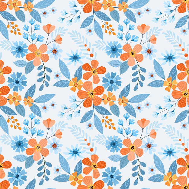 Colorful hand draw flowers seamless pattern