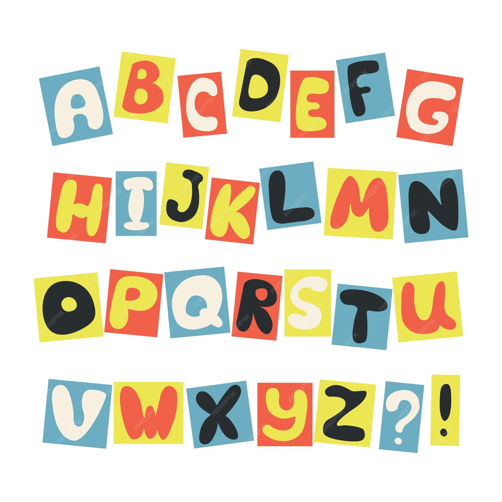 Premium Vector | Colorful hand drawn bright english alphabet creative ...