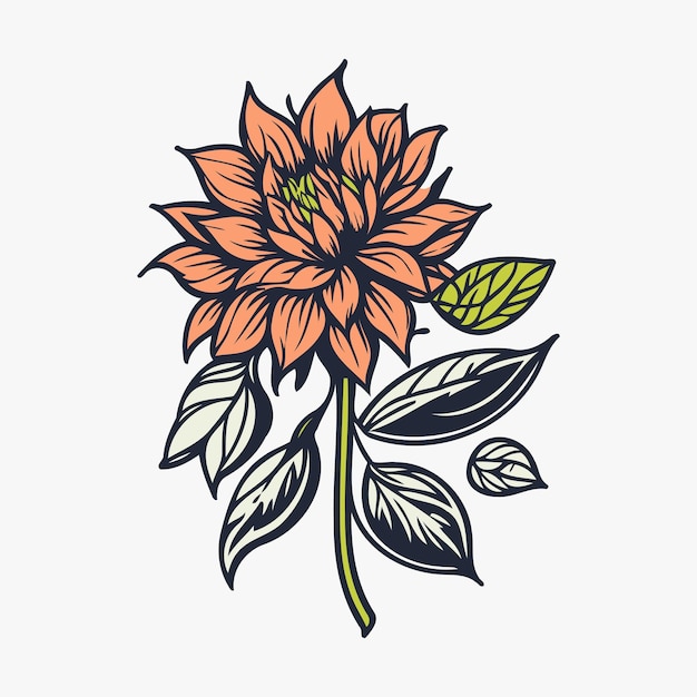 Colorful Hand drawn Cartoon Style Flower isolated vector illustration