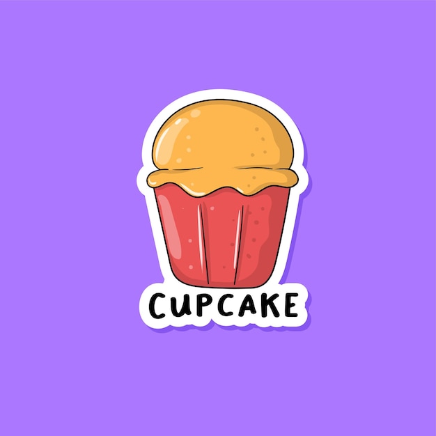 Vector colorful hand drawn cupcake sticker