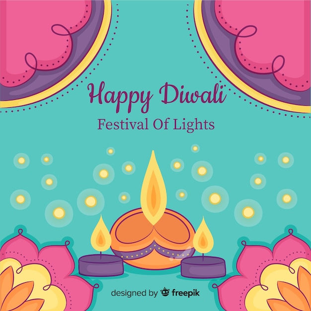Vector colorful hand drawn diwali background