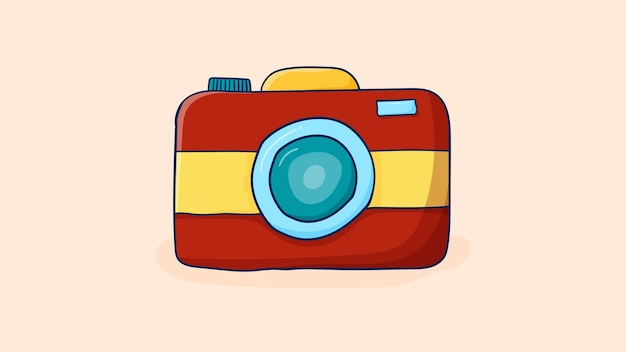 Colorful hand drawn doodle camera icon