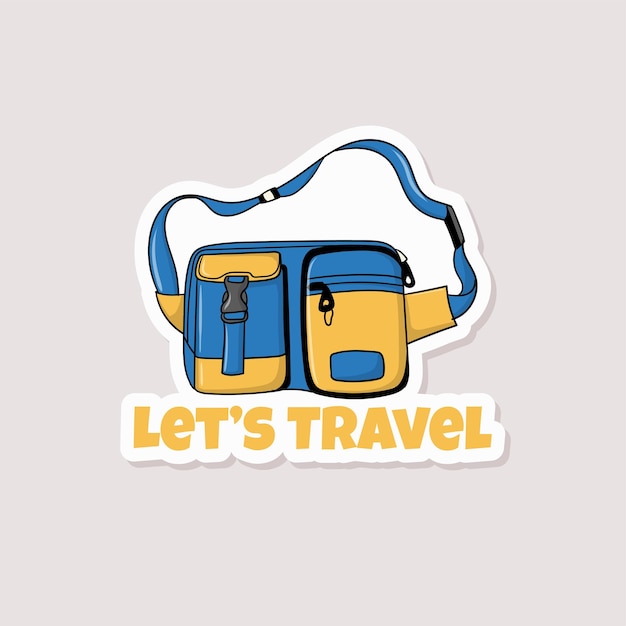 Vector colorful hand drawn let39s travel stickers