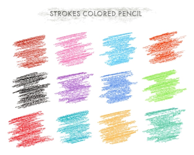 Vector colorful hand drawn pencil strokes collection