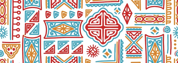 Colorful hand drawn tribal seamless pattern vector doodle illustration navajo abstract ornament good for fashion textile print