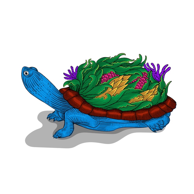 colorful Hand drawn turtle ornament