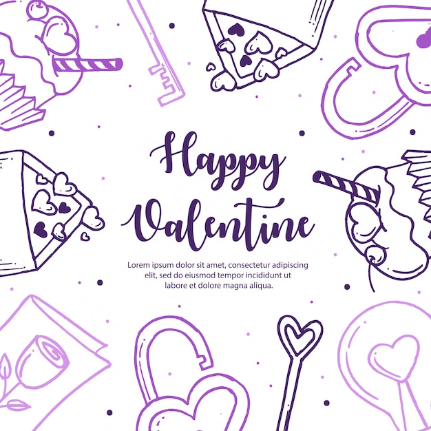 Colorful hand drawn valentine pattern