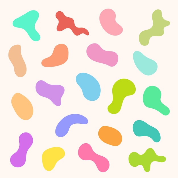 Colorful handdrawn abstract blob shapes collection