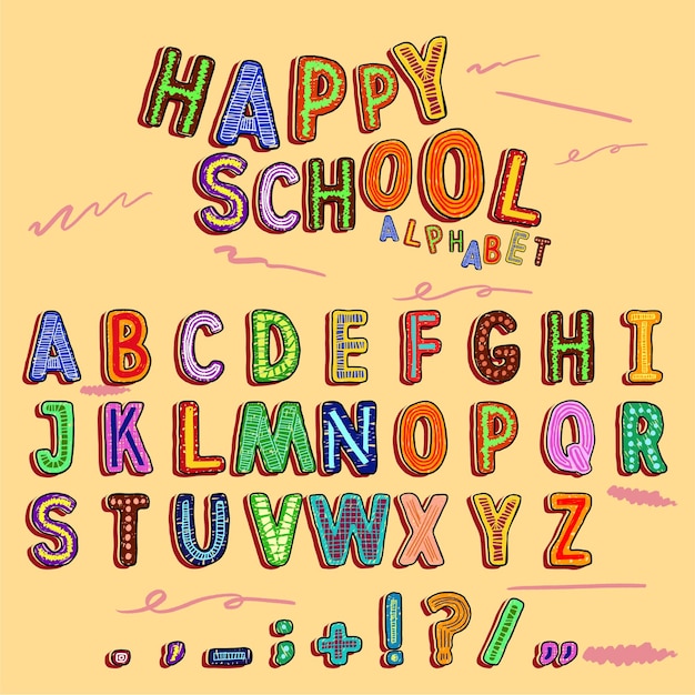 Colorful handrawn alphabet