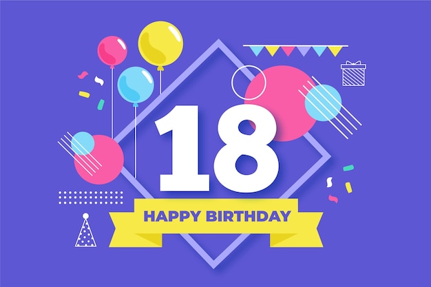 Vector colorful happy 18th birthday background